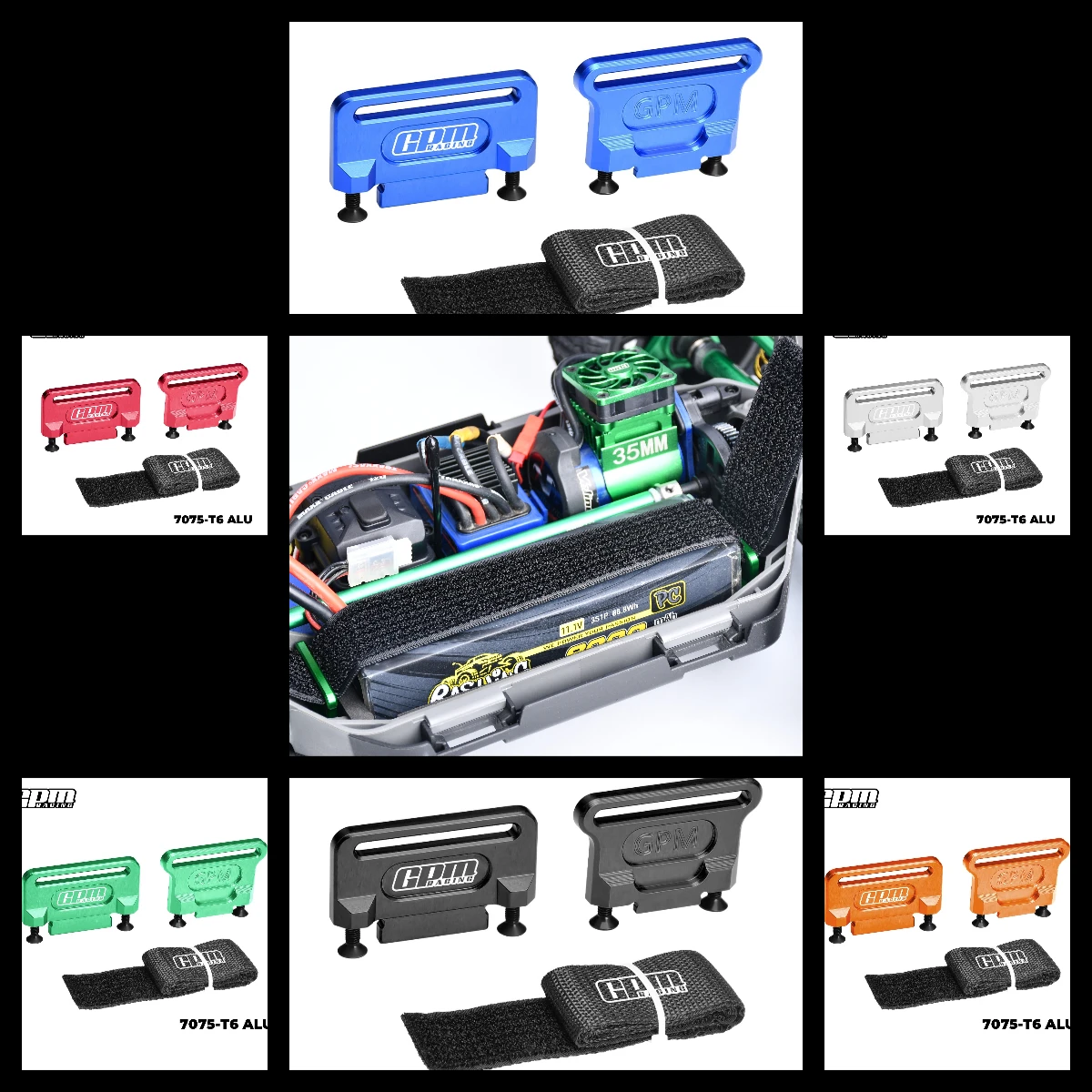GPM 7075 Alu Retainer Battery Hold-Down TRAXXAS Jato Slash Low-CG Ford Fiesta ST