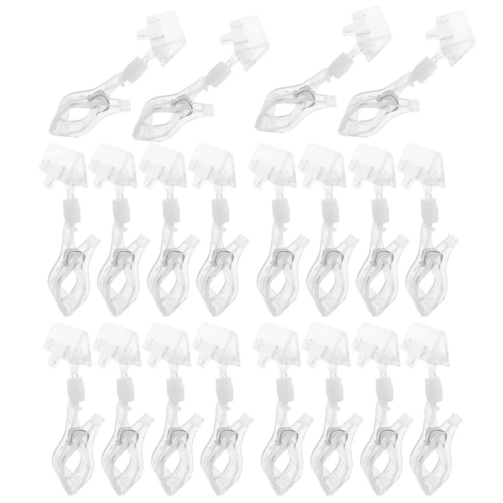 20Pcs Crystal Clear Thumb Support Clips Display Clip For Sign Holder For Clothing Rack Merchandise Double Sided