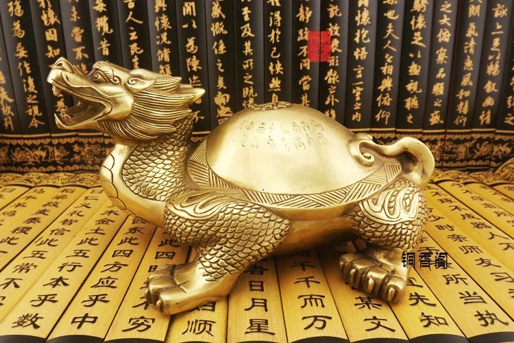 

HOT SALE office Home Room shop bring wealth and fortune Mascot Talisman JI XIANG Dragon FENG SHUI Copper statue 25CM