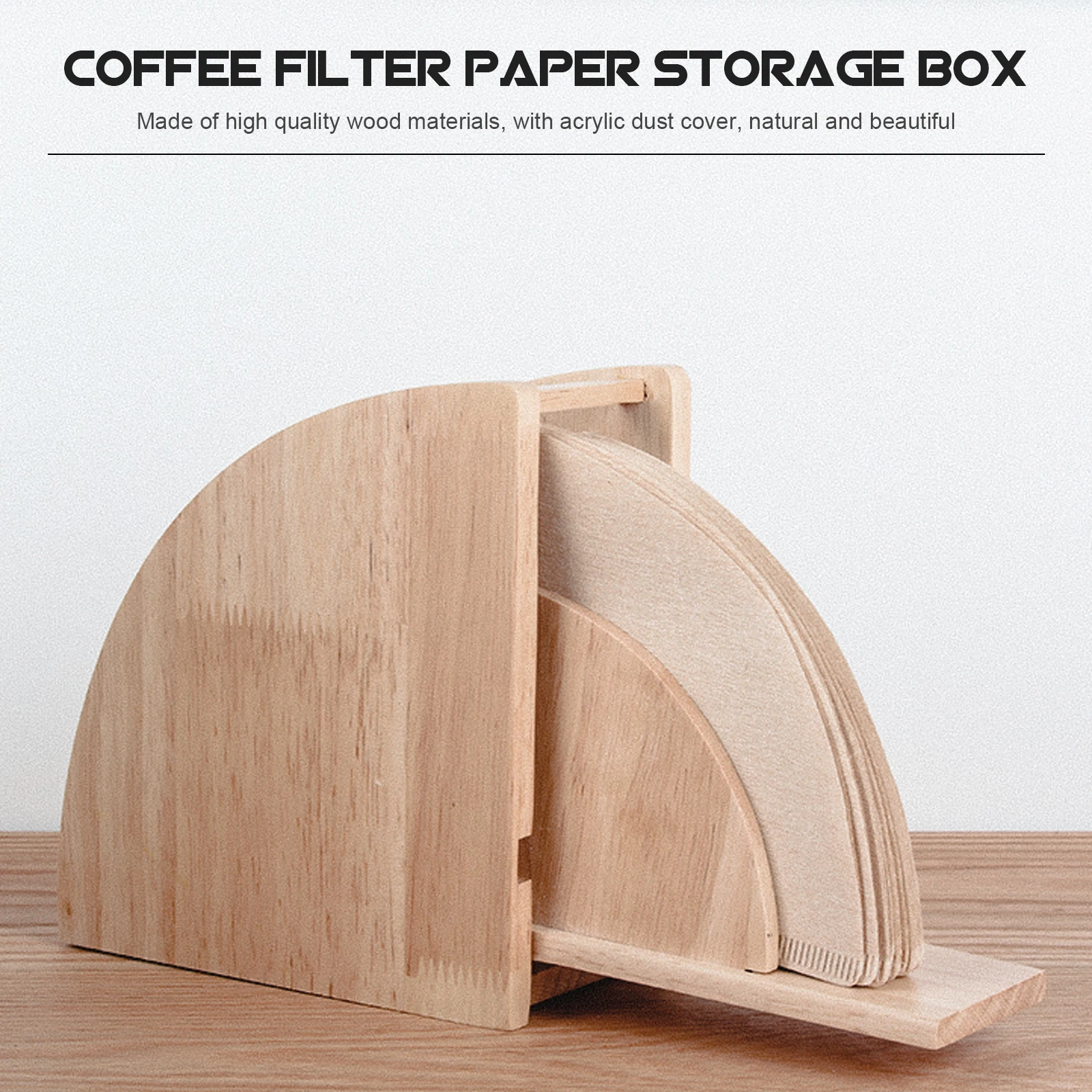 Wooden Acrylic Coffee Filter Paper Box Unbleached Holder Sectorial Dripper Papers Office Machine Storage Dustproof