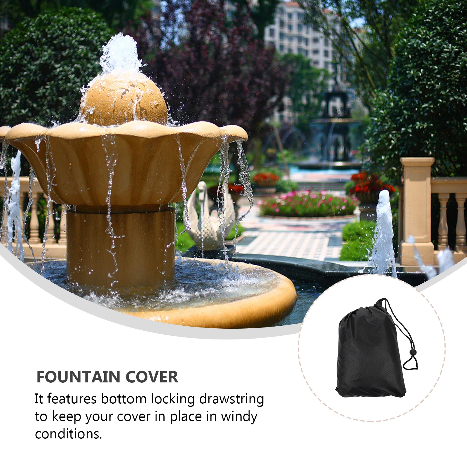 

1Pcs Fountain Cover for Outdoor Heavy-Duty Waterproof Statue Protective Cover with Bottom Locking Drawstring All-Season Use