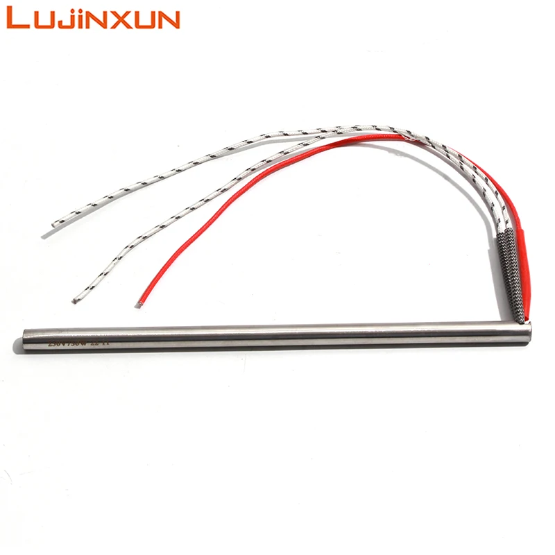 LUJINXUN 12mm Pipe 100-300mm 304SS Single Head Heating Tube with Side Outlet 220V 350W-1100W With Grounding Wire 1pc