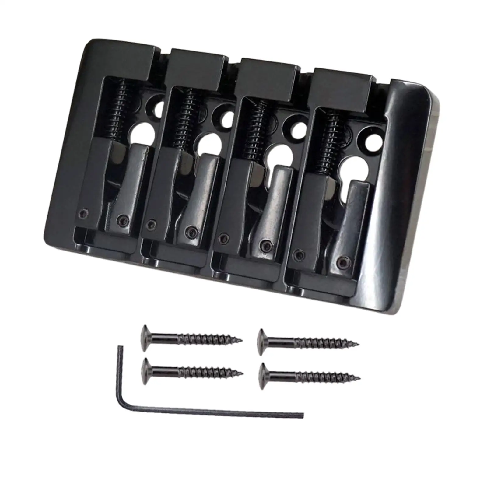 Heavy Duty 4 String Saddle Electric Bass Bridge Hard Tail Fixed with Screws Wrench A for Electric Guitars Ukulele Accessories