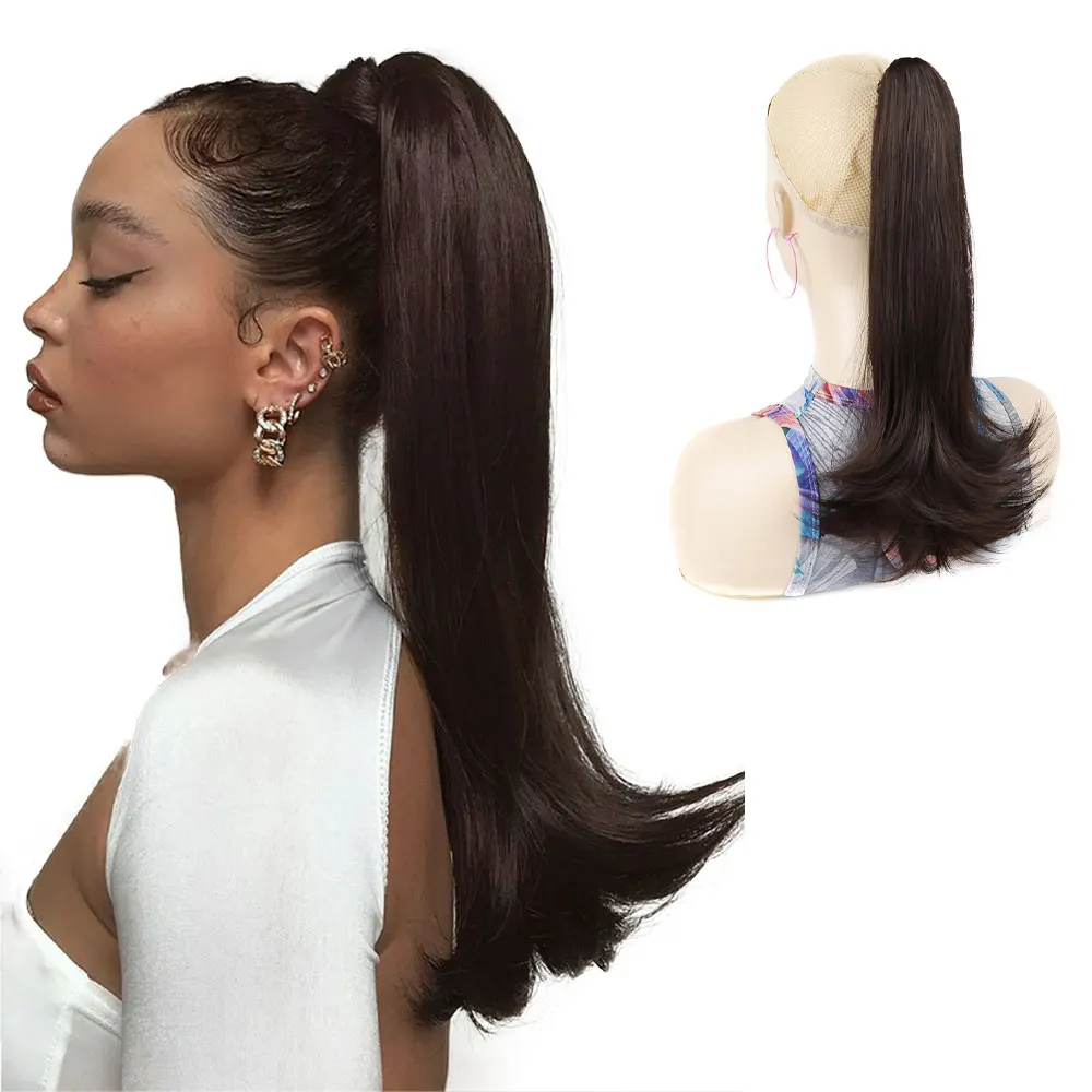 

18-дюймовый синтетический длинный прямой зажим для наращивания волос «конский хвост» термостойкий конский хвост шиньон для женщин повседневная вечеринка