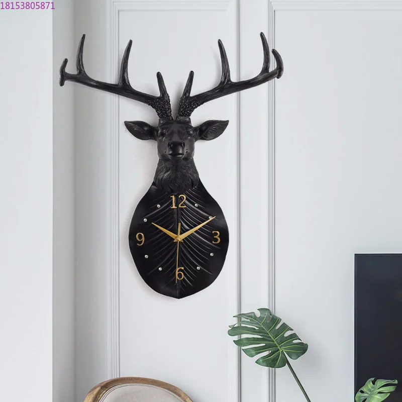 Nordic deer head wall clock personalized creative home decoration wall watch European entrance wall