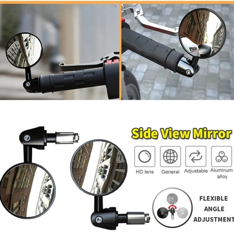 

SEAMETAL 2pcs Motorcycle Handlebar Rearview Mirror Motor Bike Handlebar Extended Rear View Mirror Blind Spot Wide Angle Mirrors