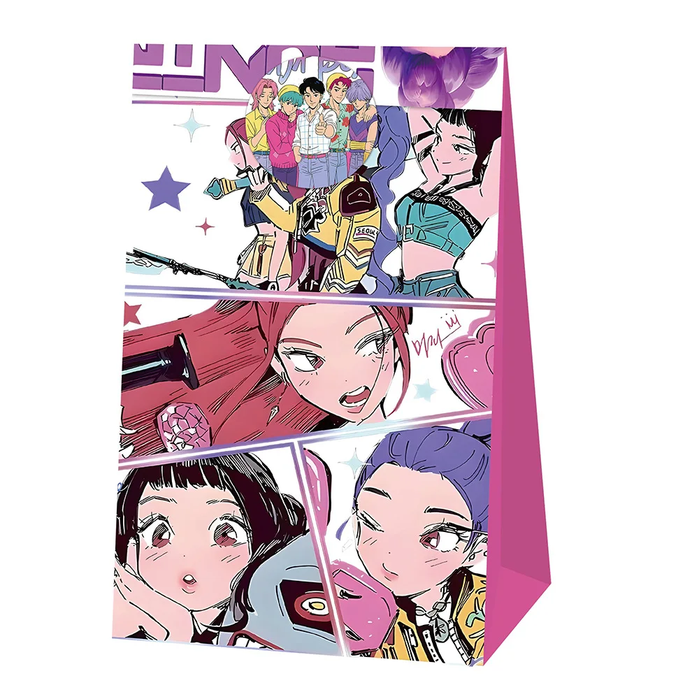 Kpop Demon Hunters Candy Paper Bag Anime Paper Gift Bag Kraft Paper Production Cartoon Handbag Kids Birthday Gift Wrapping Pouch