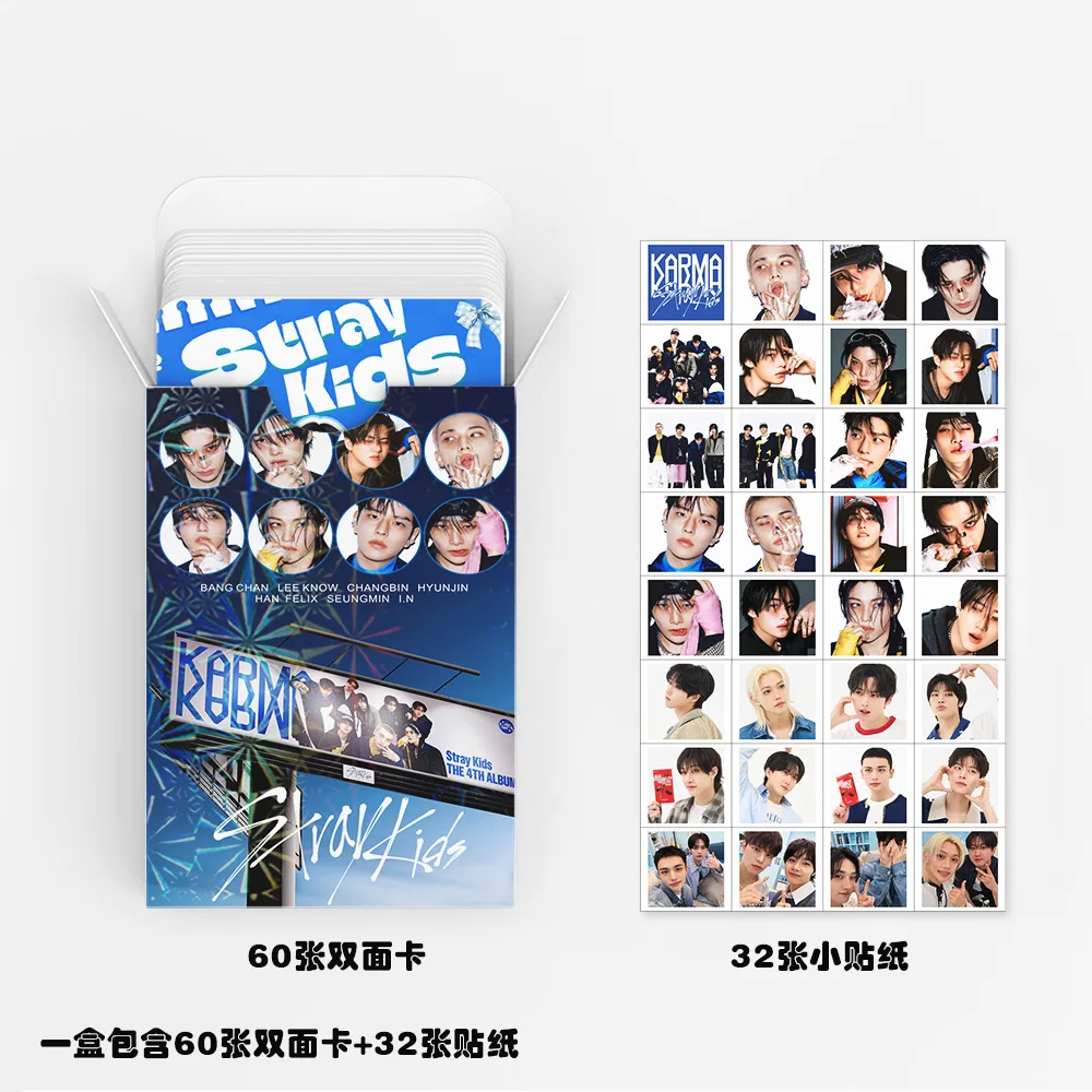 60 + 32 stks/set Verdwaalde Kinderen kleine kaart album Karma perifere fotokaart SKZOO sticker LOMO collectie kaart postkaart gift