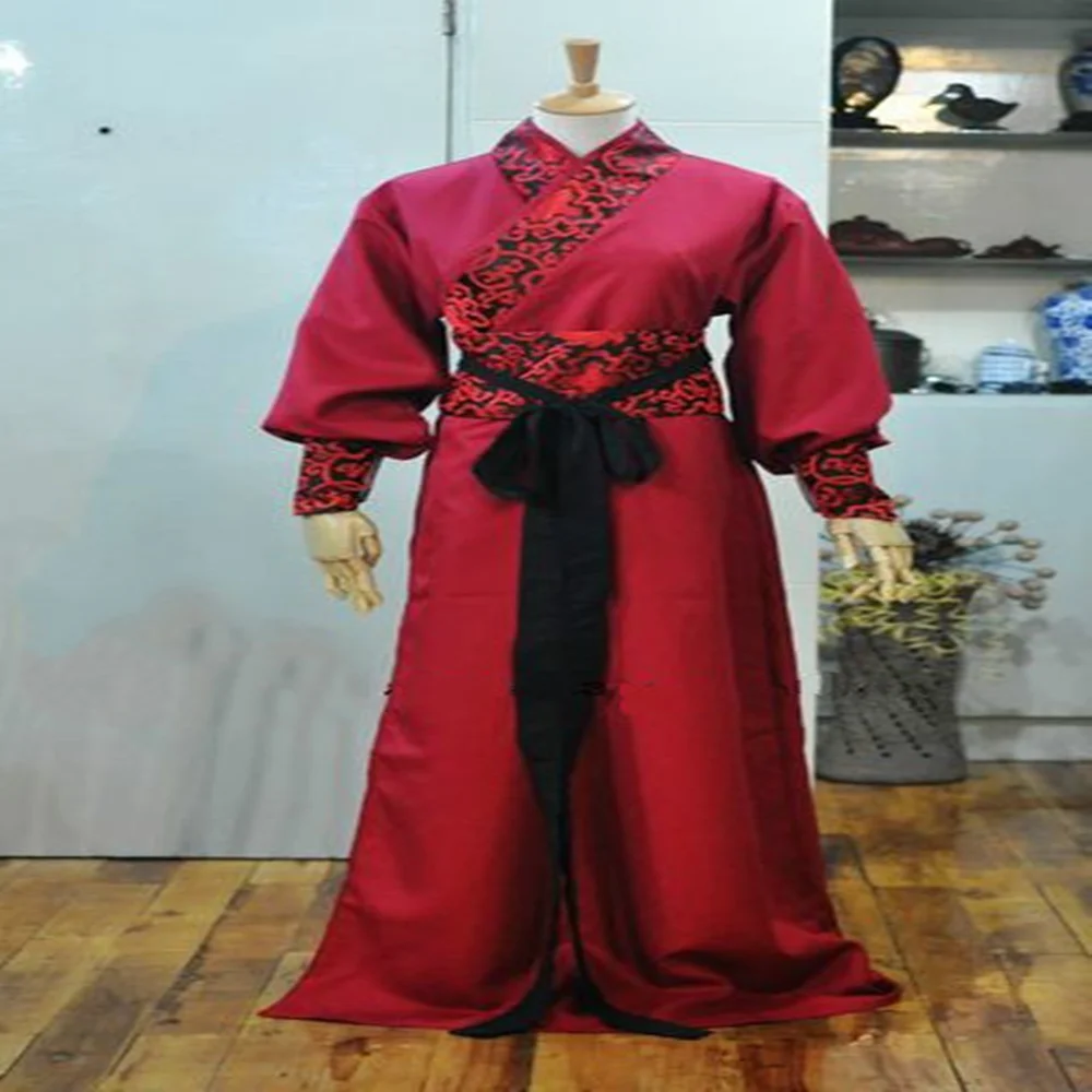 Roupas masculinas antigas chinesas, roupas de performance de palco, vestidos de cetim masculinas tradicionais