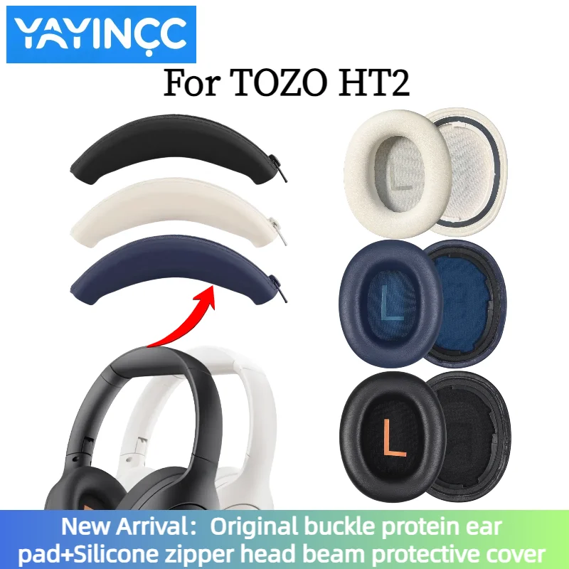 YAYINCC Replacement Soft Foam Cushion Ear Pads / Silicone zipper head beam protective cover For TOZO HT2/HT 2 Gaming Headset