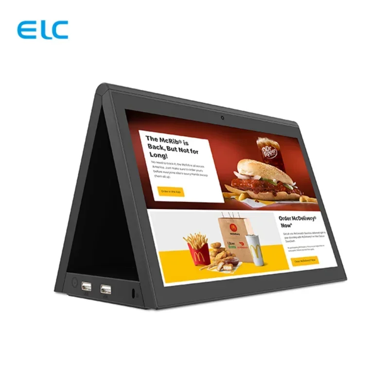 Display de menu digital de tela dupla face, 10.1 ", Android 8.1, Rk3288, Tablet publicitário para caixa