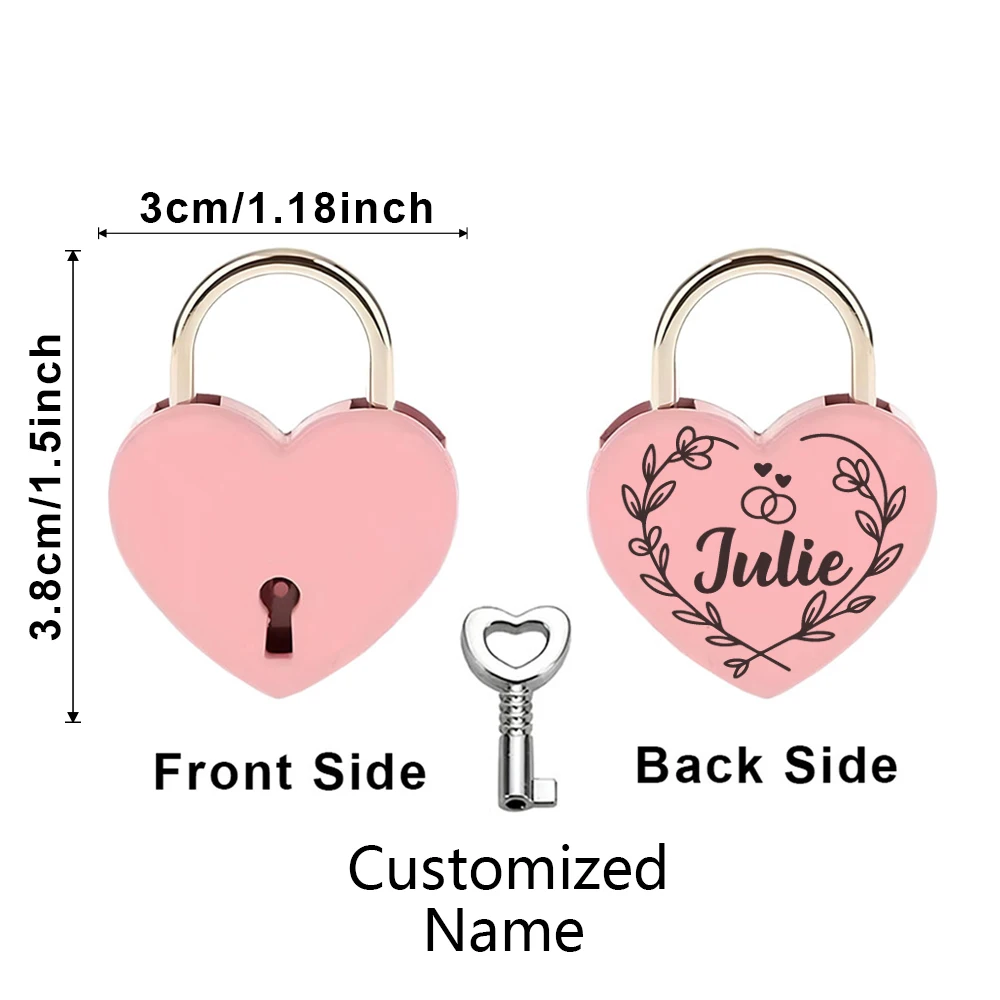 1PC Fashion Customized Name Couple Wishing Lock For Jewelry Box Small Wooden Box view 5