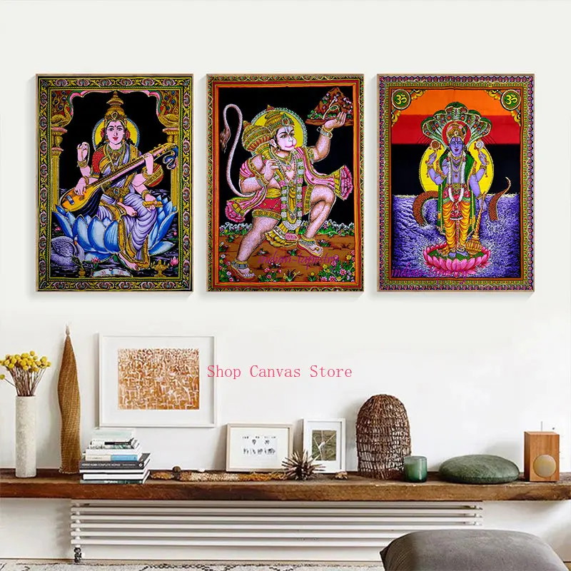 Shiva Parvati Poster Indian Religious Artwork Canvas Painting Vishnu HD Print Wall Art Pictures For Living Room Home Decoration