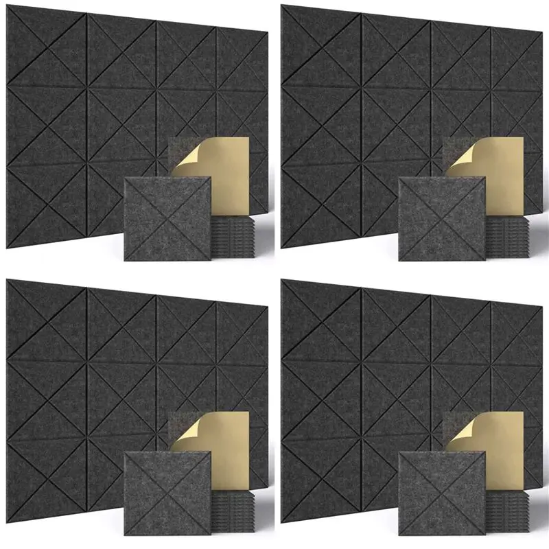 

48 шт. акустические панели, звукоизоляционная доска, настенная звукоизоляционная доска, для акустической обработки, настенного декора, студии и т. д. A00E