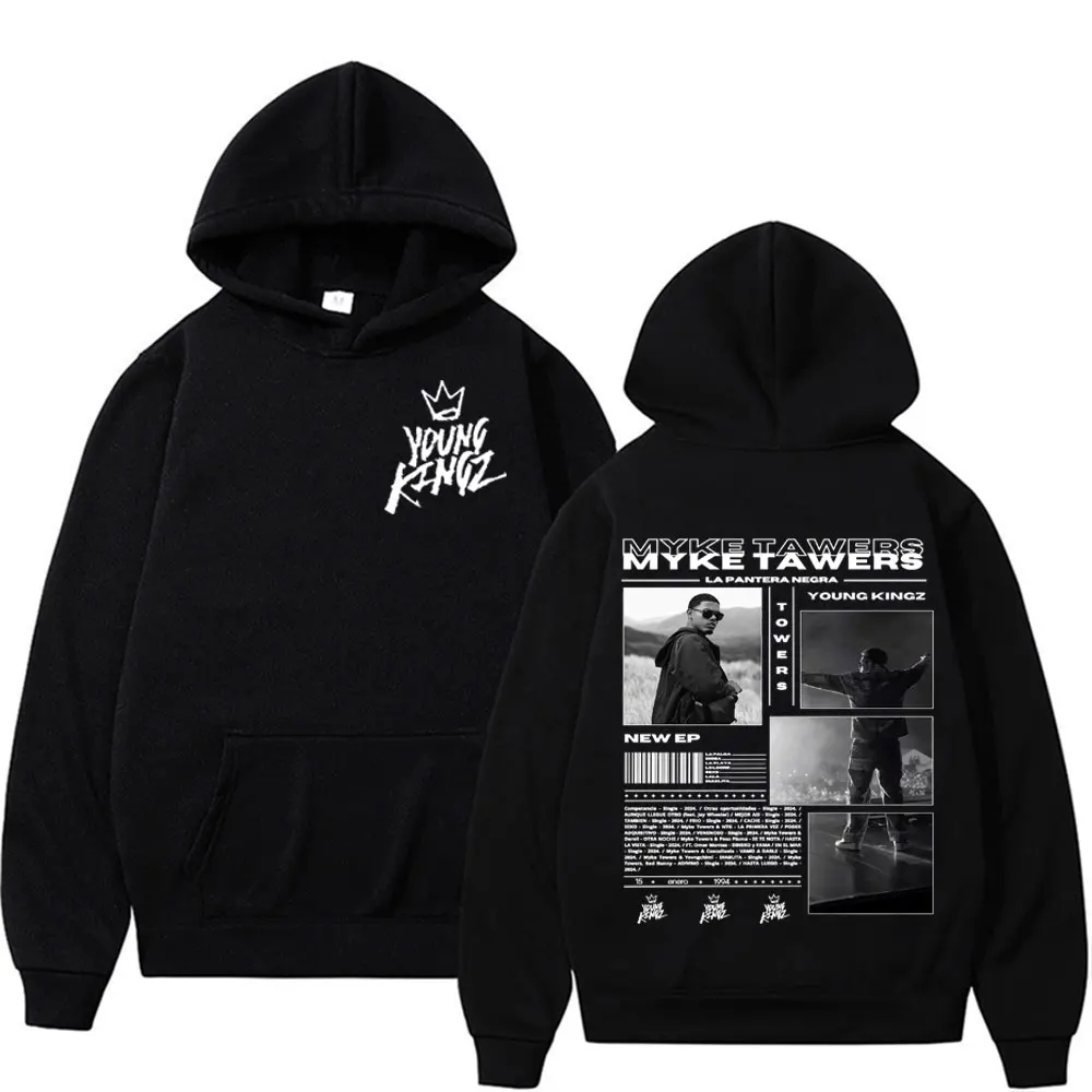 

Rapper Myke Towers La Pantera Negra Graphic Sweatshirts Men Clothing Vintage Hoodies Casual High Quality Loose Hoodie Streetwear