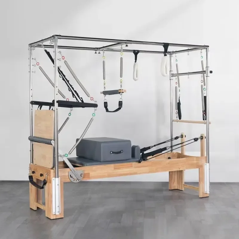 Multi-functional 3-in-1 Bed Durable Oak Wood Reformer Pilates Equipment for Home Studios and Gyms