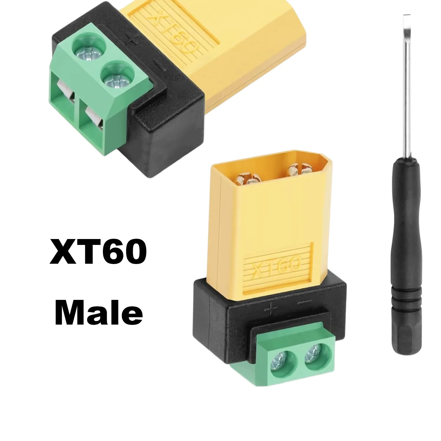 XT60 Male to 2 Pin Terminal Quick Connect Adapter Solderless Charging Connector for Drone FPV Balance Charger LiPo Battery Solar