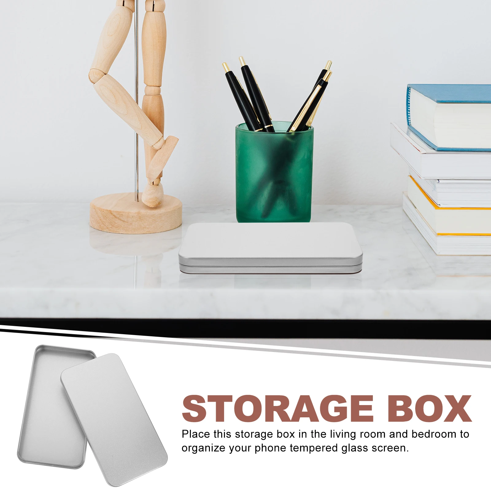 

4pcs Tempered Film Storage Box Durable Tinplate Holder Phone Glass Screen Protector ganizer Metal Container Shelving