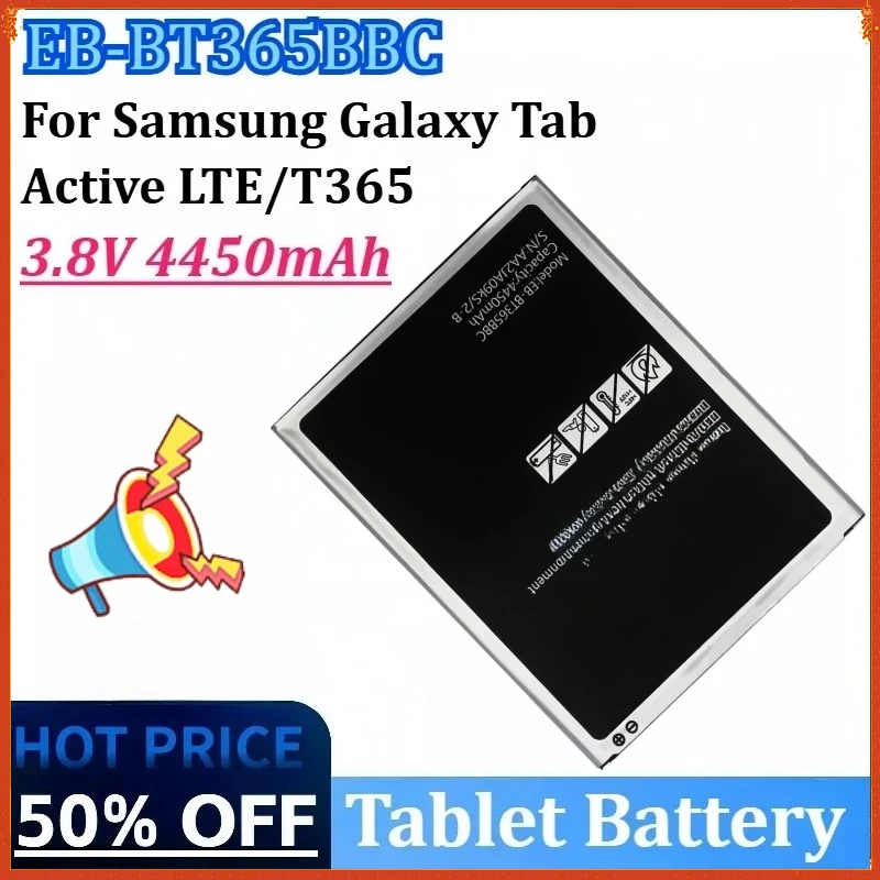 

EB-BT365BBC Аккумулятор 3,8 В 4450 мАч для Samsung Galaxy Tab Active 2 SM-T365F0 SM-T395C SM-T395 SM-T390 SM-T360 SM-T395NEB-BT365BBE