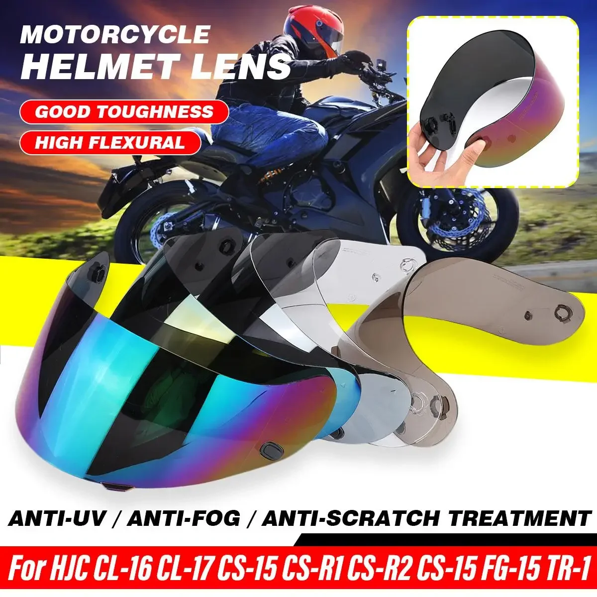 

Motorcycle Detachable Helmet Lens Visor Helmet Glasses Full Face Visor For HJC CL-16 CL-17 CS-15 CS-R1 CS-R2 CS-15 FG-15 TR-1