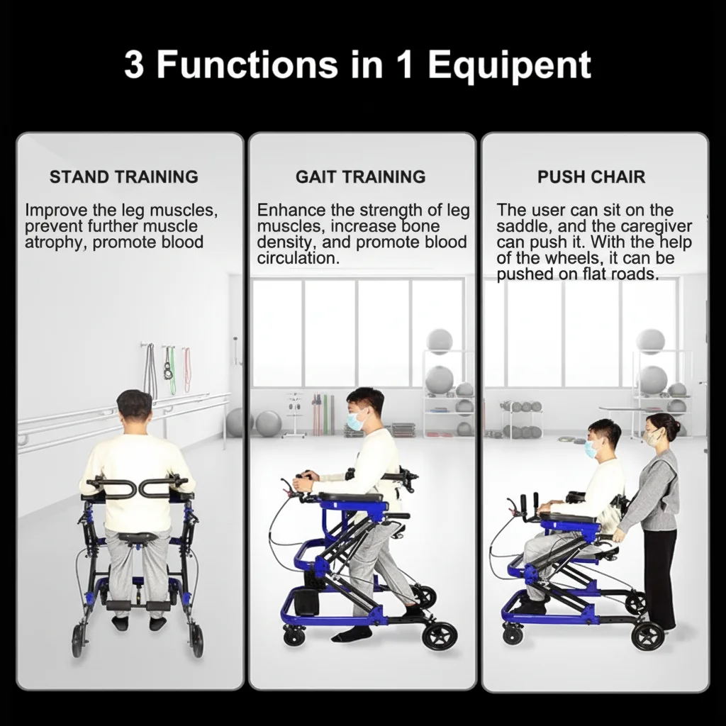 Waterproof Durable Standing Walker Foldable Design Heavy Duty Aluminum Frame 150KG Weight Capacity Mobility Trainer