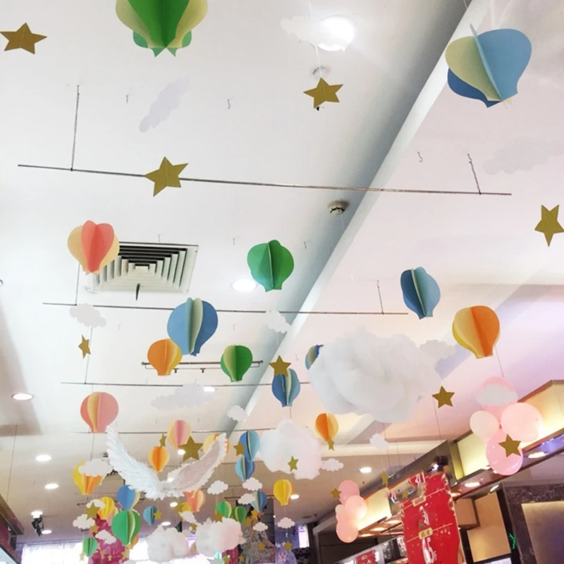 Hot Air Balloon Paper Pendant 4PCS for Birthday Party Wedding Indoor Home Decors Ceiling Hanging Ornament Party Drop shipping