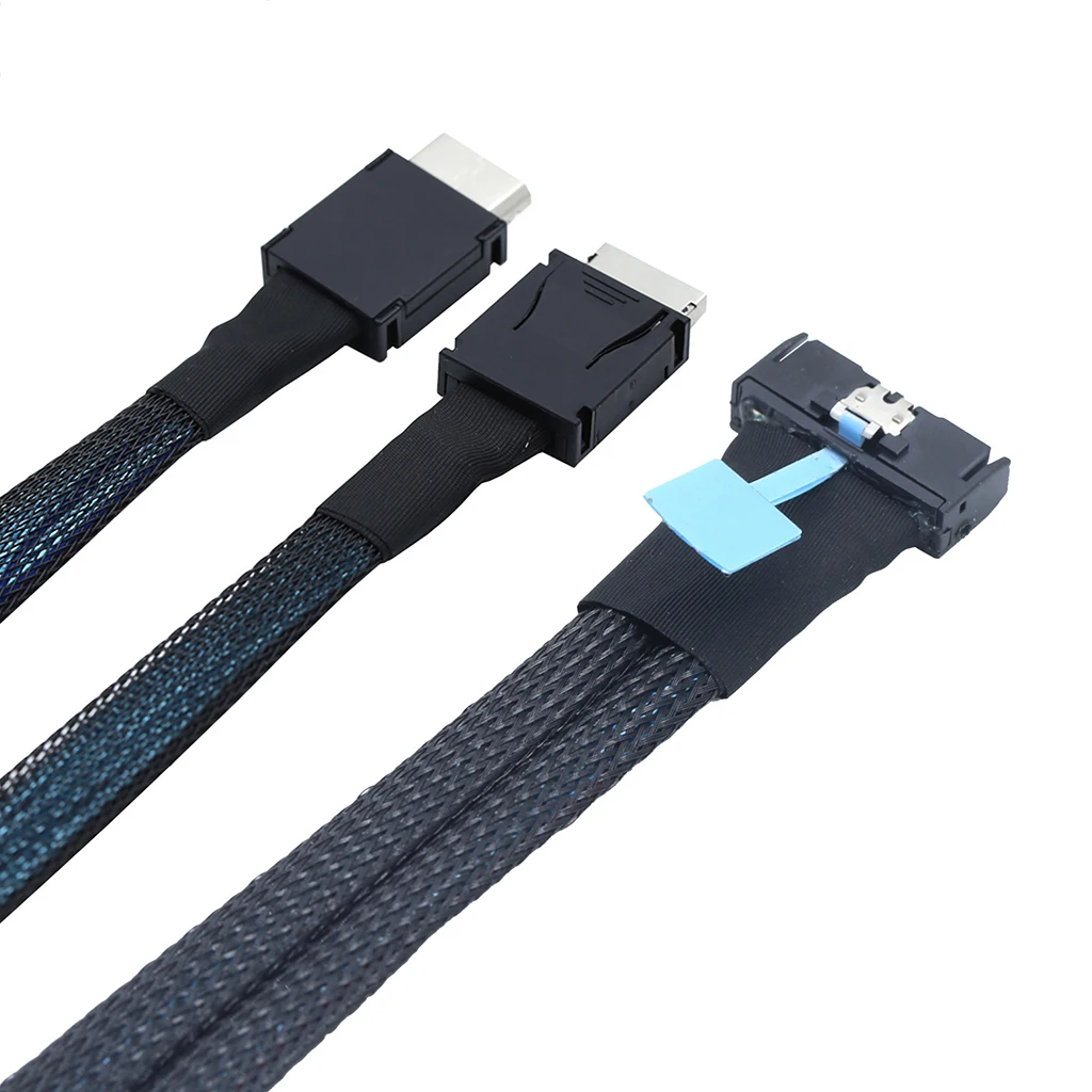 Gen5 MCIO 8X 8I 74P to Dual Oculink SFF-8611 4I Server High Speed Cable Adapter Extension Cable Data Transfer Line