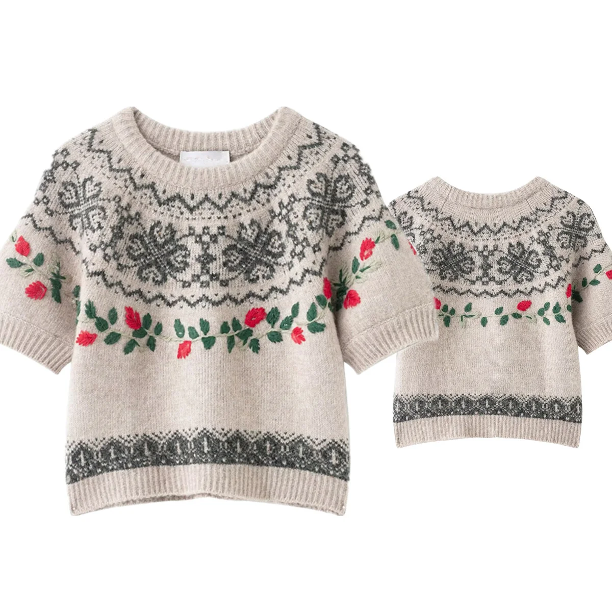 

Dave&Di женский свитер зимняя женская одежда французская сельская местность ретро цветочная вышивка жаккардовый трикотаж с круглым вырезом