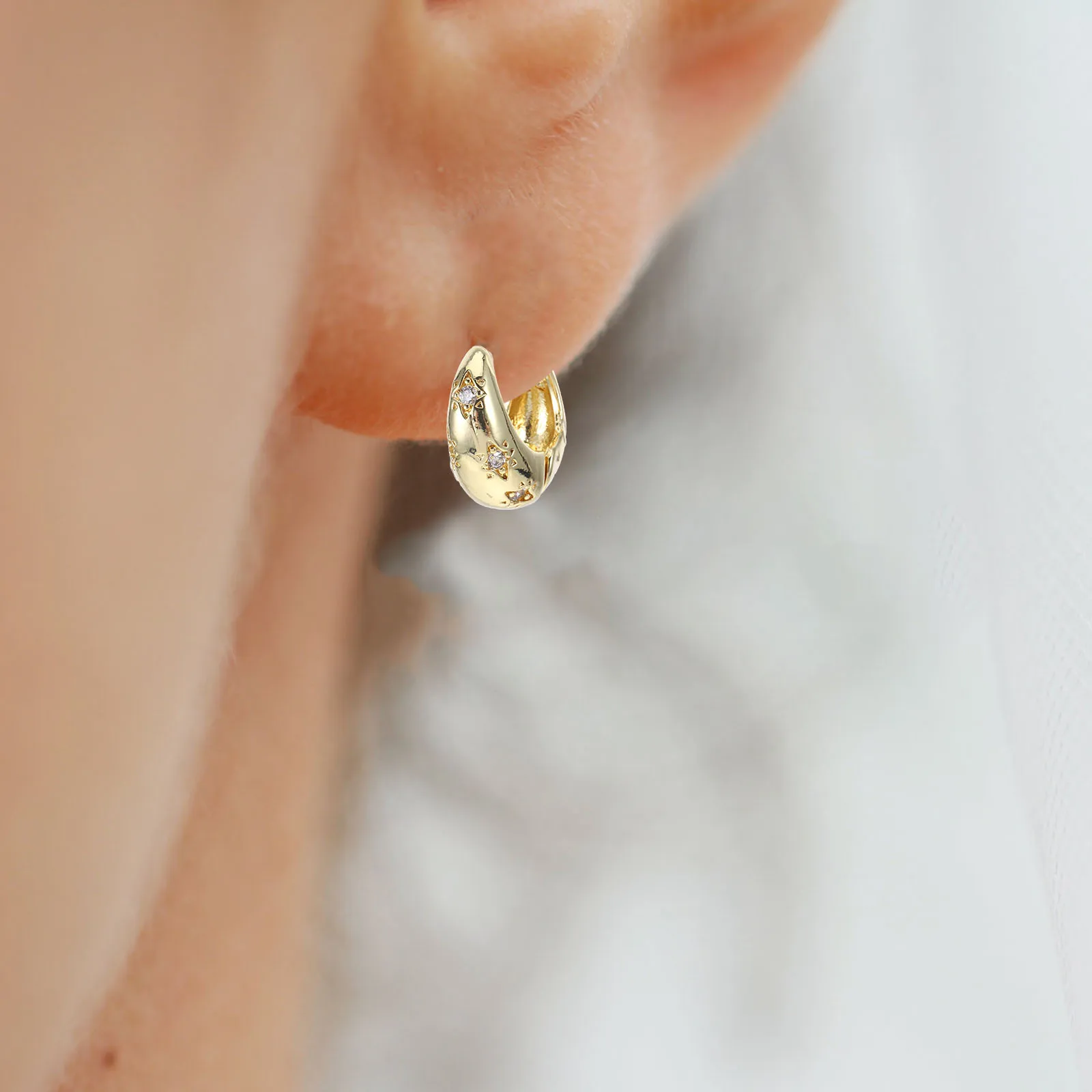 

Eight-pointed Earrings Women's Wedding Rhinestone Golden for Jewelry Rhinestones Miss