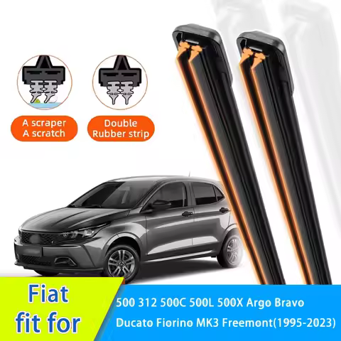 For Fiat 500 312 500C 500L 500X Bravo Argo Ducato Fiorino Front Windscreen Wipers Double Rubber Car Wiper Blades Car Accessories