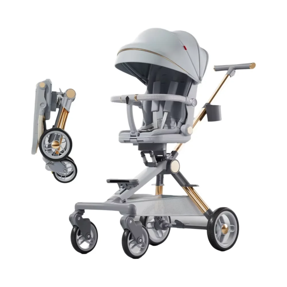 Baby Stroller High Landscape Adjustable Two-way Push Shock-absorbing Lightweight Folding Baby Walking Cross-border
