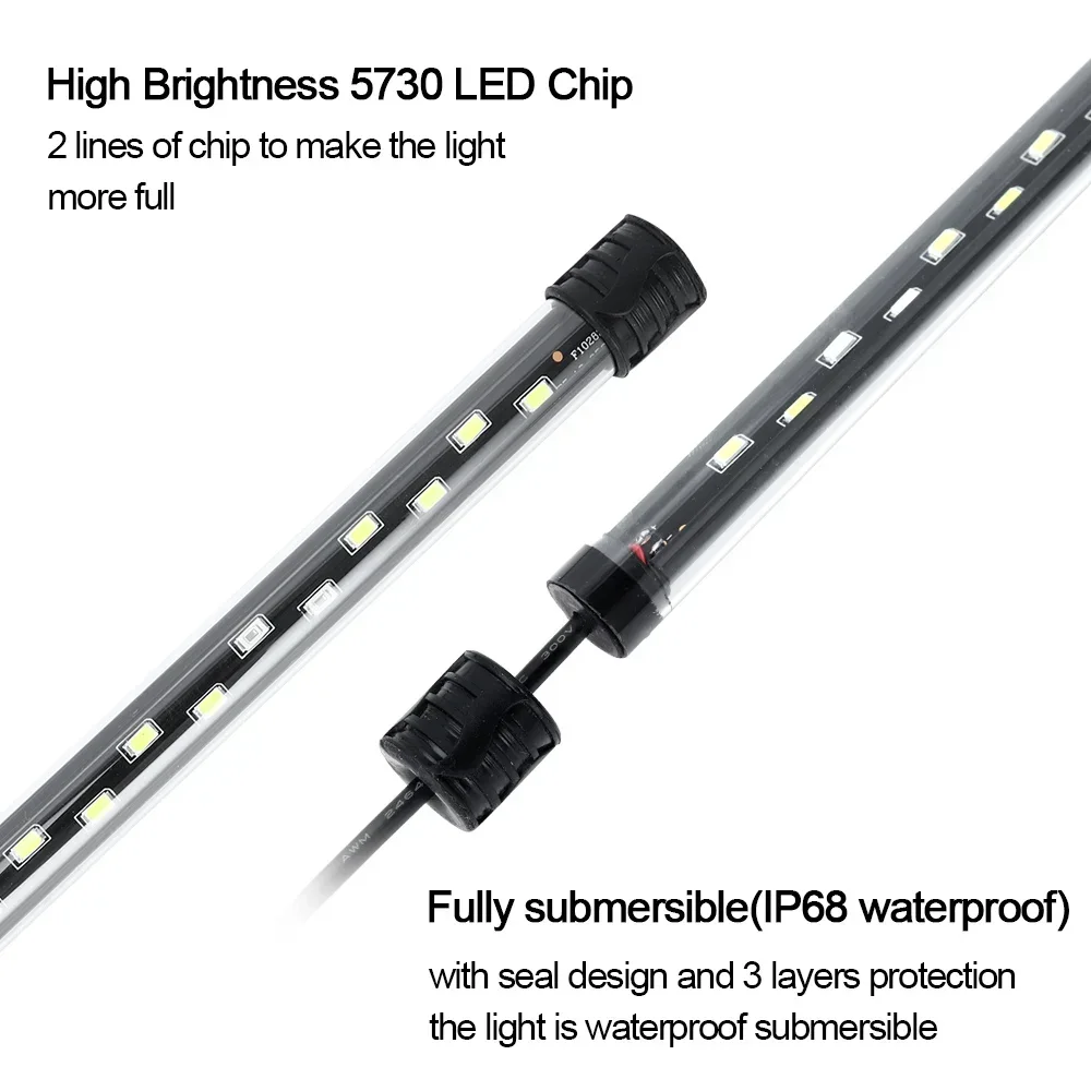 Luz LED para acuario, lámpara impermeable para cultivo de plantas, 18-58CM, iluminación para decoración de acuarios subacuáticos, 90-260V, chip 5730