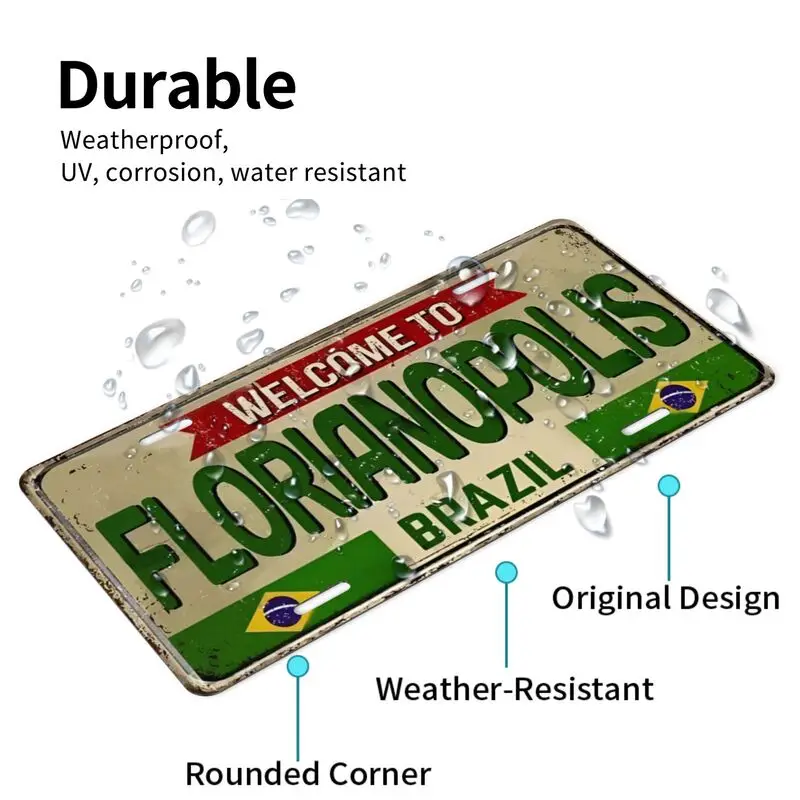 Retro Printed with 'WELCOME TO FLORIANOPOLIS BRAZIL' Decorative