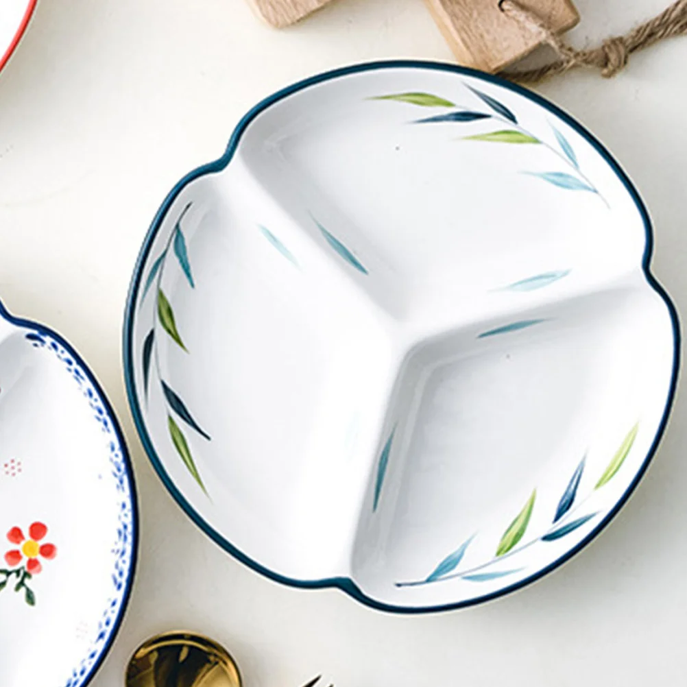 

Ceramic Three Grid Breakfast Plate Divided Tray Odorless Ideal for Balanced Nutrition Home Kitchen Tableware