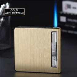 Business People Automatic Pop-Up Cigarette Case Holds 20 Cigarettes Anti-Pressure Metal Cigarette Case Gift Men's Lighter