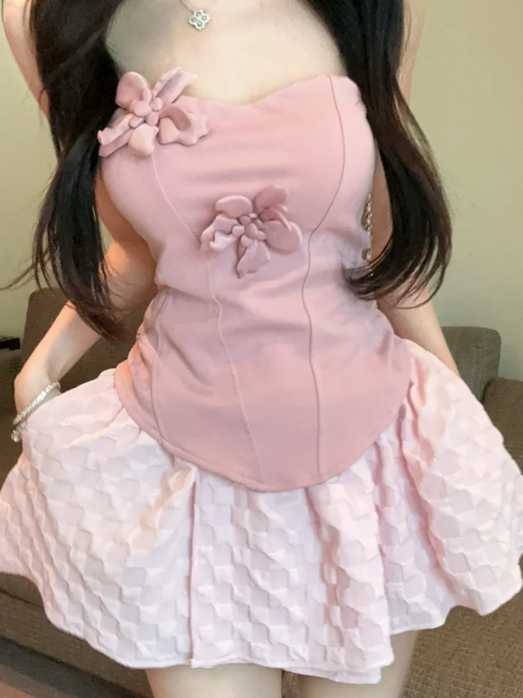 

Fashionable Retro Ballet Style Floral Set Women's Spring New Hot Half Skirt Sweet Cool Design Sense Two-Piece Suit Casual Style