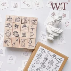 WT Studio Vintage Cafe Coffee Dessert Wooden Rubber Stamp for DIY Scrapbooking Photo Album Card Making