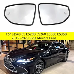 For Lexus ES ES200 ES260 ES300 ES350 2019-2023 Side Mirrors Lens Door Wing Rear View Mirror White Glass with Heating Blind Spot