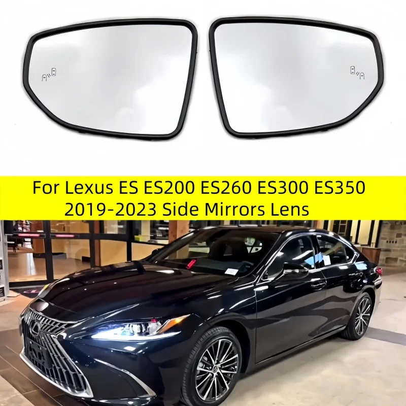 For Lexus ES ES200 ES260 ES300 ES350 2019-2023 Side Mirrors Lens Door Wing Rear View Mirror White Glass with Heating Blind Spot
