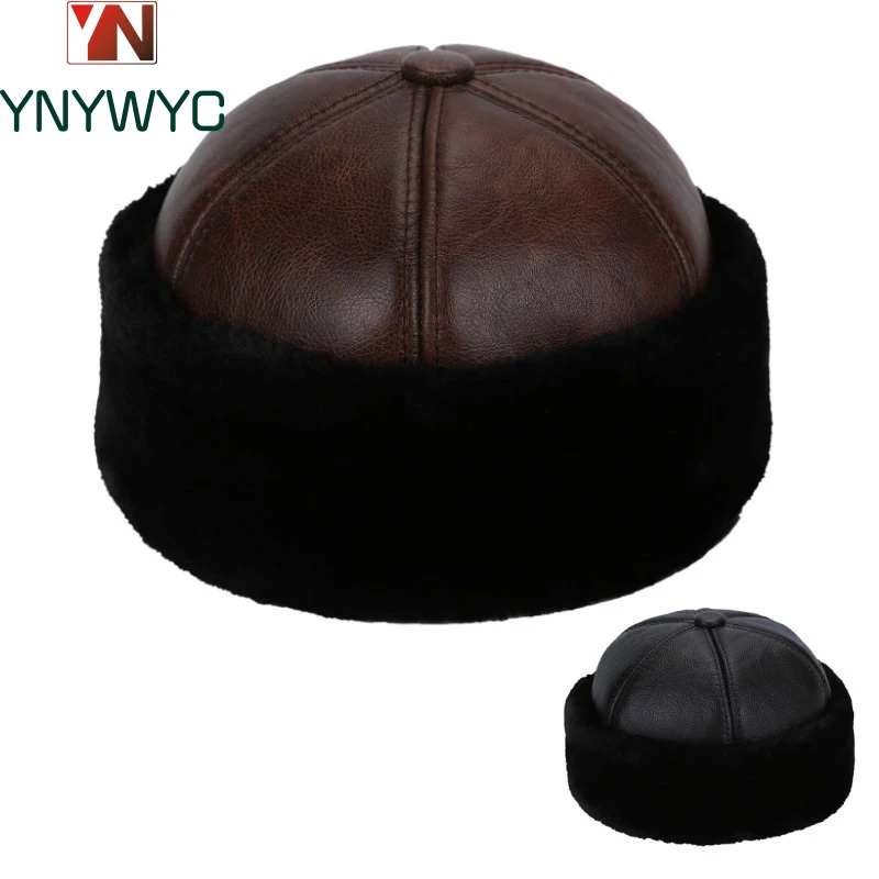 

Brand New Style 2024 Retro Cowhide Bomber Hat Winter Keep Warm Caps Men Women Real Leather Cap Thick Velvet Dad Hat Leather Hat