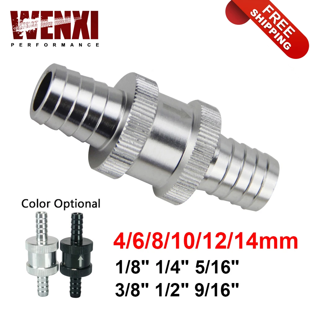 6 Size 4MM / 6MM / 8MM / 10MM / 12MM / 16MM Non Return One Way Fuel Check Valve Aluminum Alloy Petrol Diesel WX-FCV