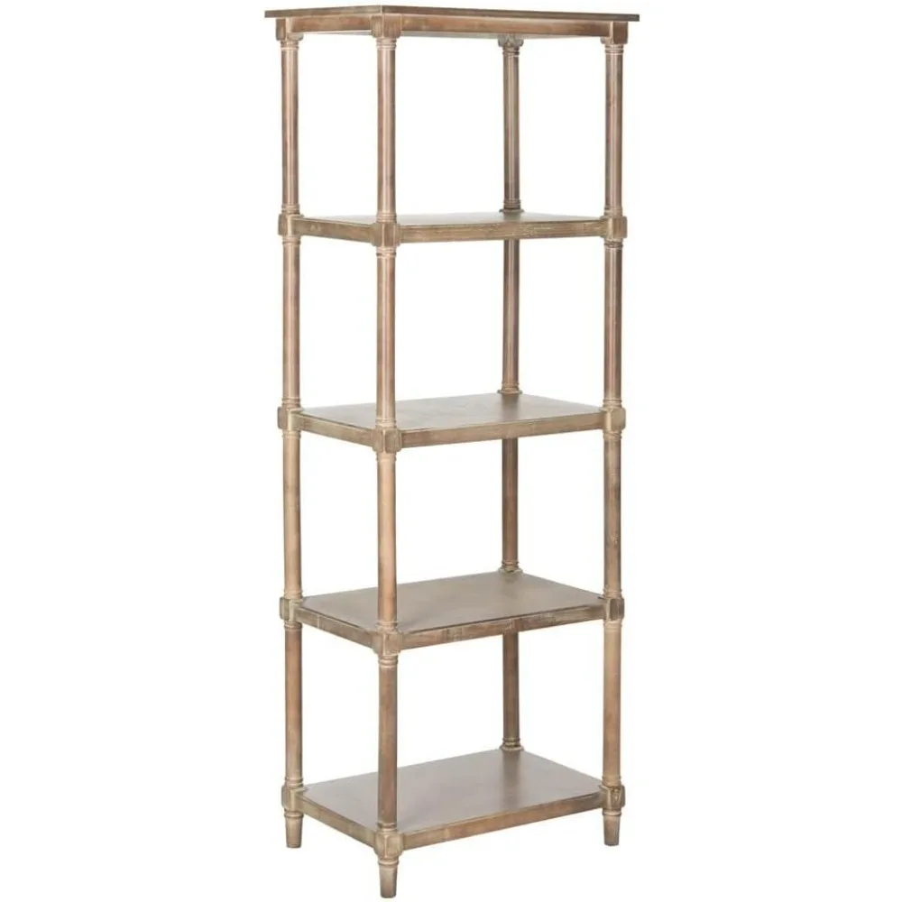 American Homes Collection Odessa Grey 5 Tier Bookcase |Sepia