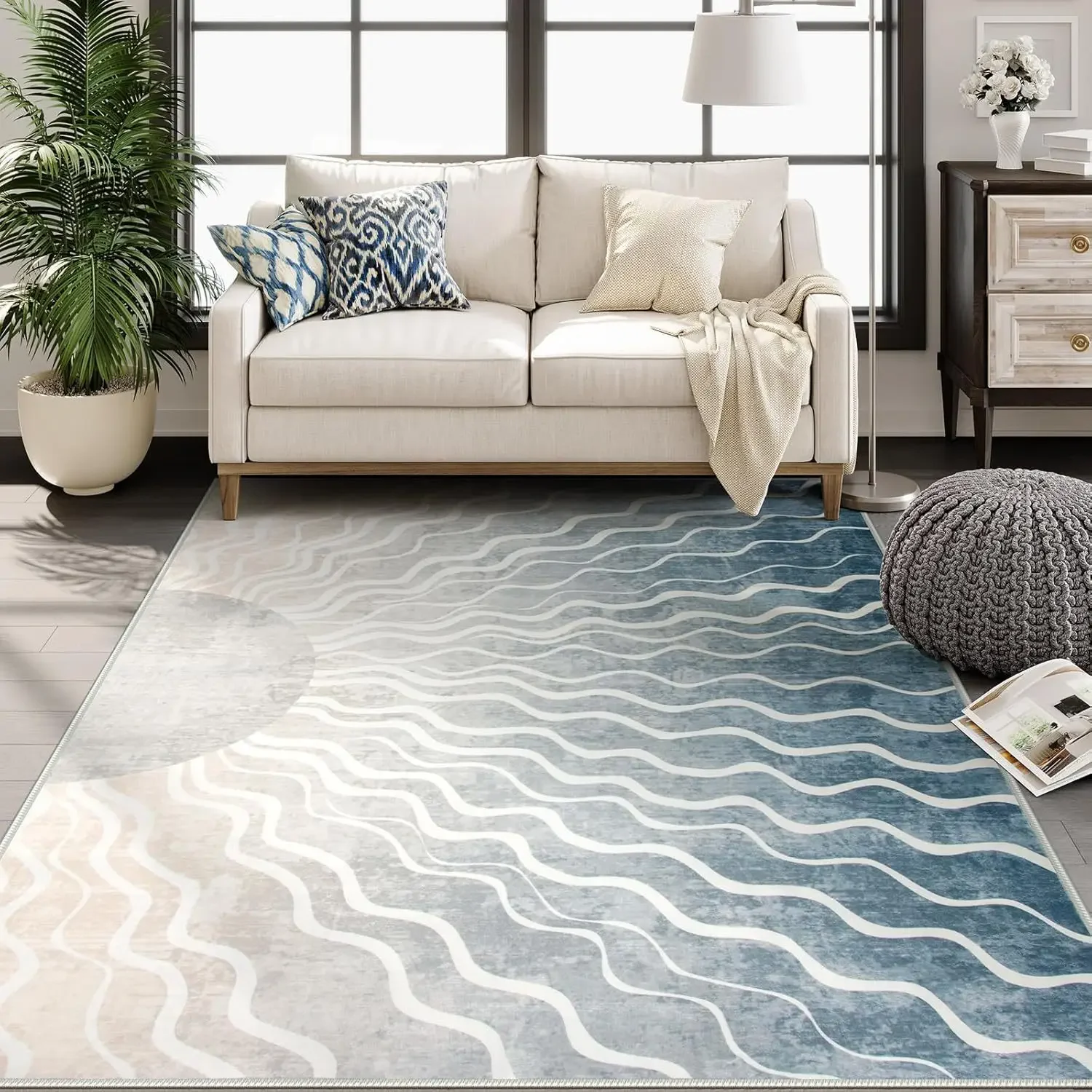 

HD-Abstract Wave Geometric Area Rug for Living Room Bedroom Nordic Soft Floor Mat