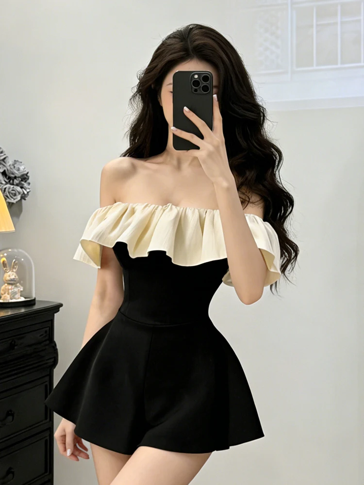 

Женский комбинезон Bla-oulder: новинка весна-осень, с завышенной талией, утягивающий, с широкими штанинами, имитирующий юбку-брюки