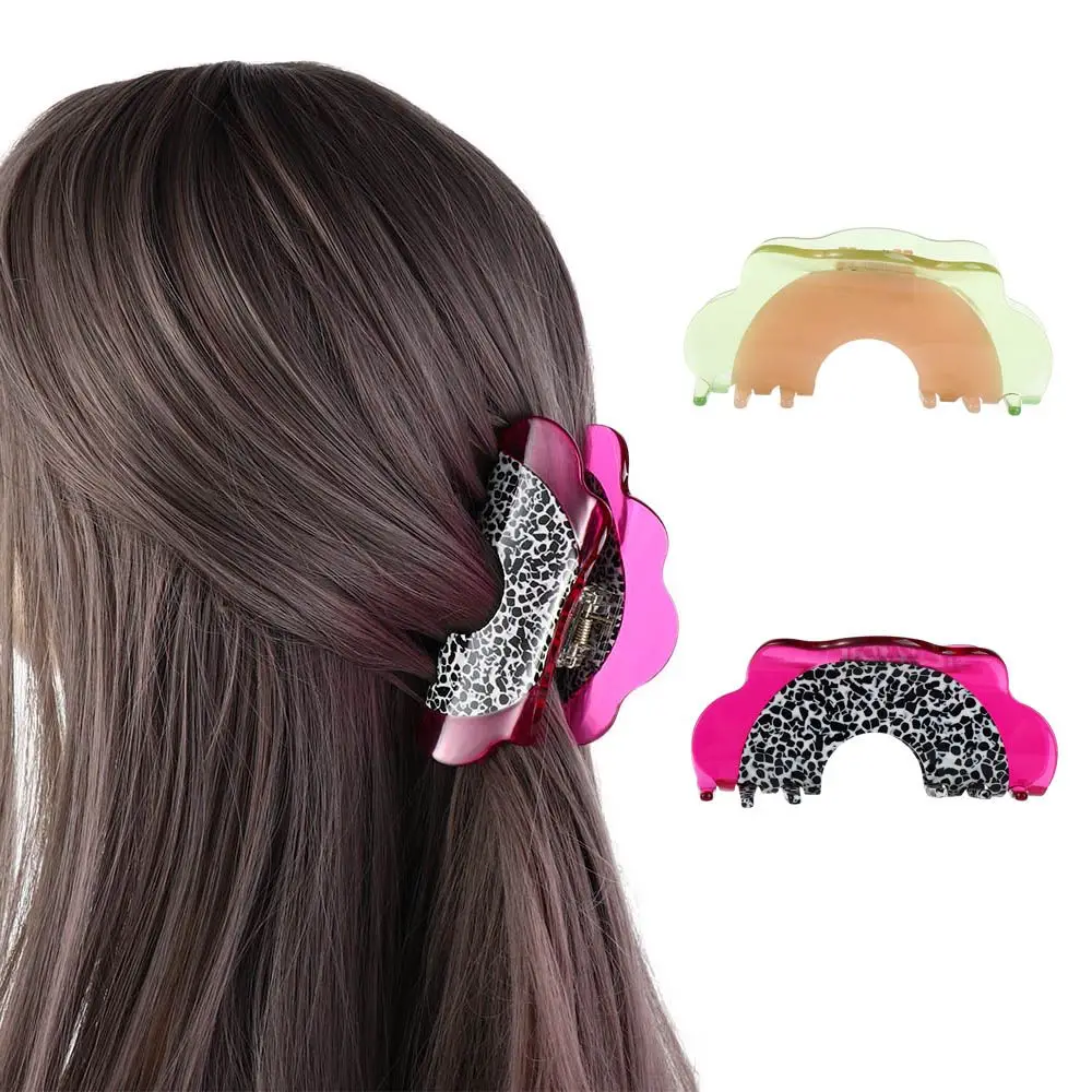 Patchwork Wave Geometrric Hairgrips Korean Style Leopard Fruits Shark Clip Hami Melon Hair Clip Half-Moon  Acetate Hair Claw