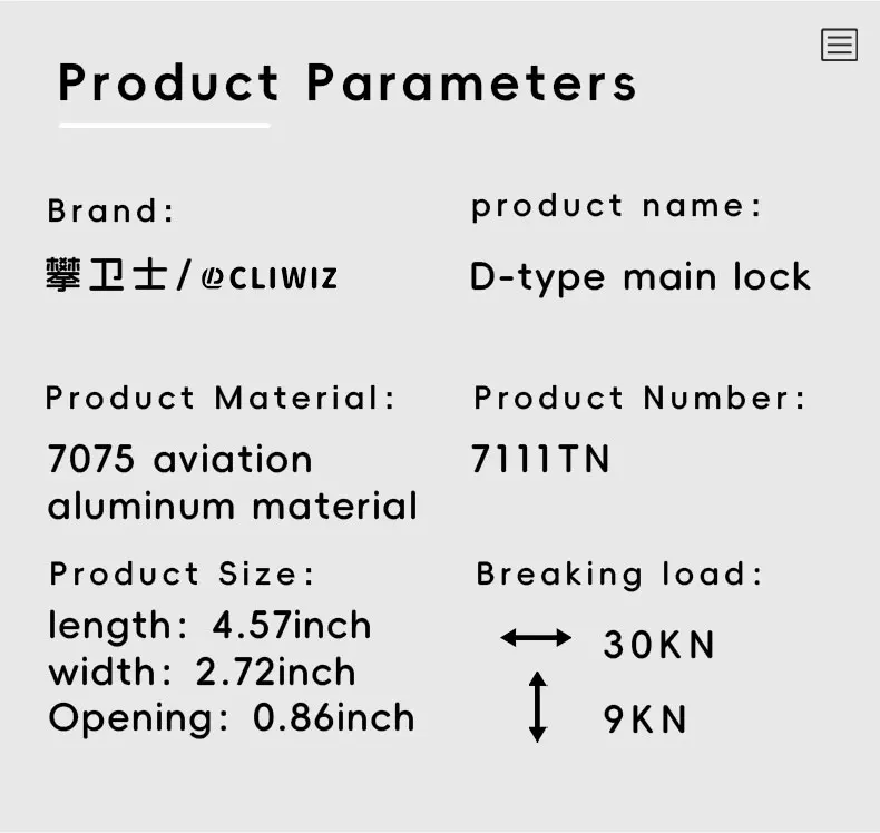 CLIWIZ Marke 30kN Outdoor Professioneller Karabiner 7075 Luftfahrt-Aluminium Sicherheits-Automatikverschluss B Mit CE/UIAA-Zertifikaten – Detail 4