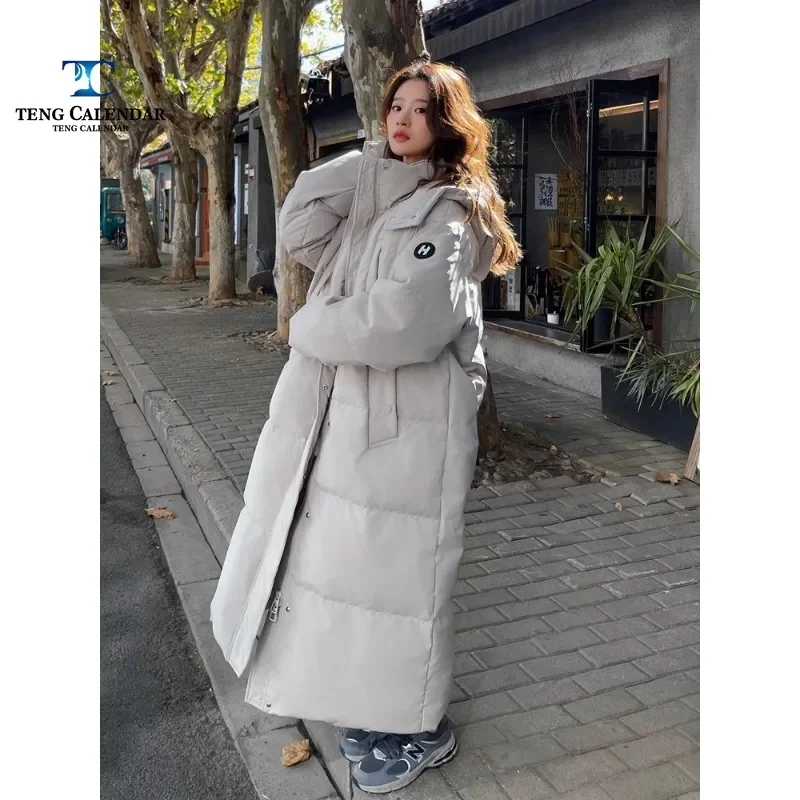 Duck Down Long and Thick Knee Length Jacket for Women, Korean High-End, 90 White Duck Down, New Model, 2021 Winter