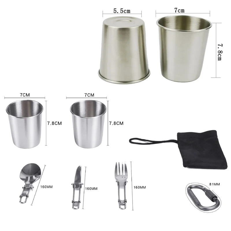 Outdoor Portable Camping Cookware Set Pot Mini Gas Stove Sets Nature Hike Picnic Cooking Set With Foldable Spoon Fork Knife Cups