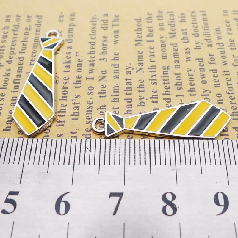 10 Pcs/Lot 11*30mm Alloy Antique Silver Color Enamel Tie Charms Necklace Pendant Accessory For DIY Jewelry Making