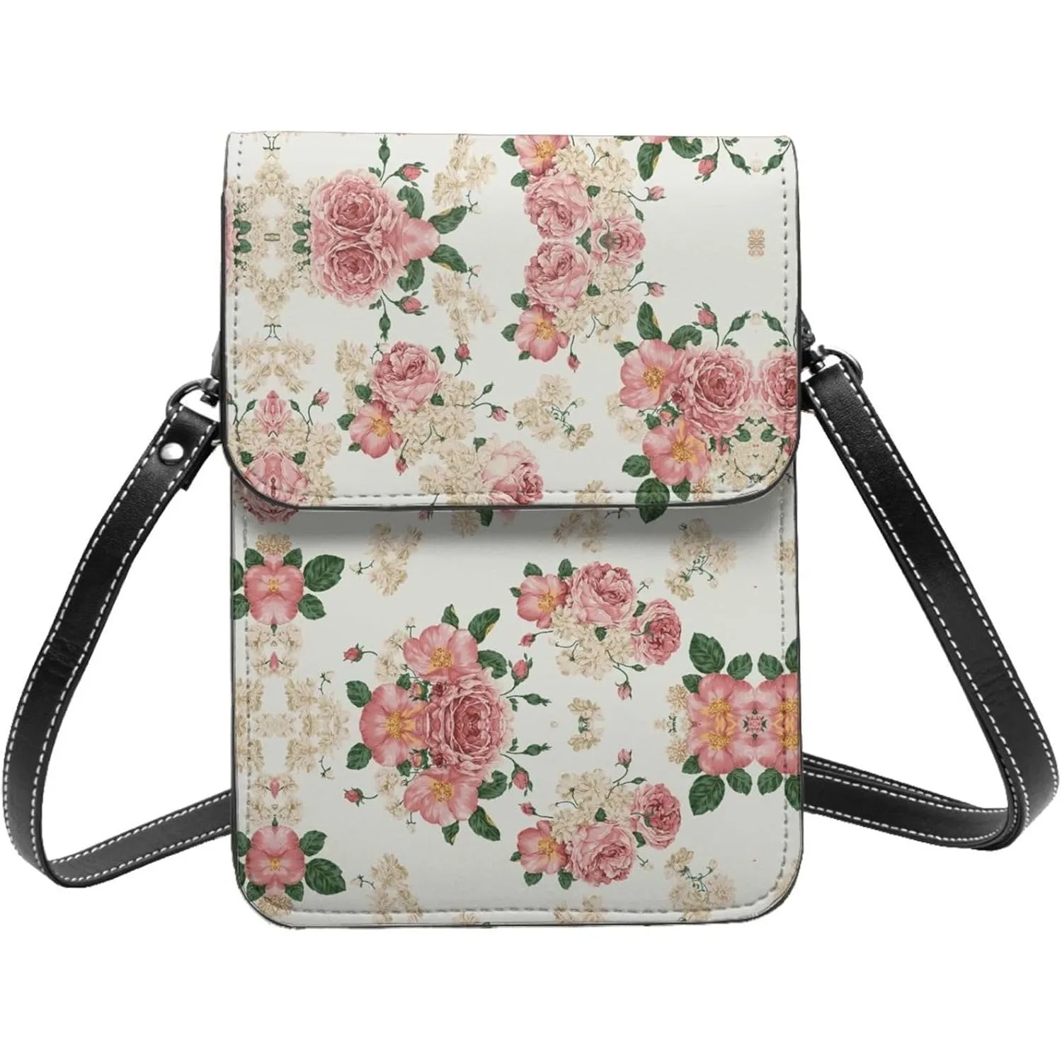 

Vintage Floral Leather Phone Bag Crossbody Purse Adjustable Strap Fashion Wallet for Women